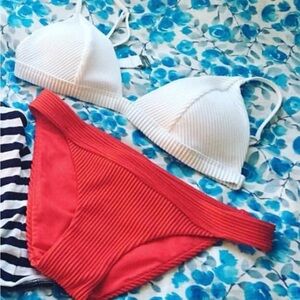 Hollister White and Red Bikini Set